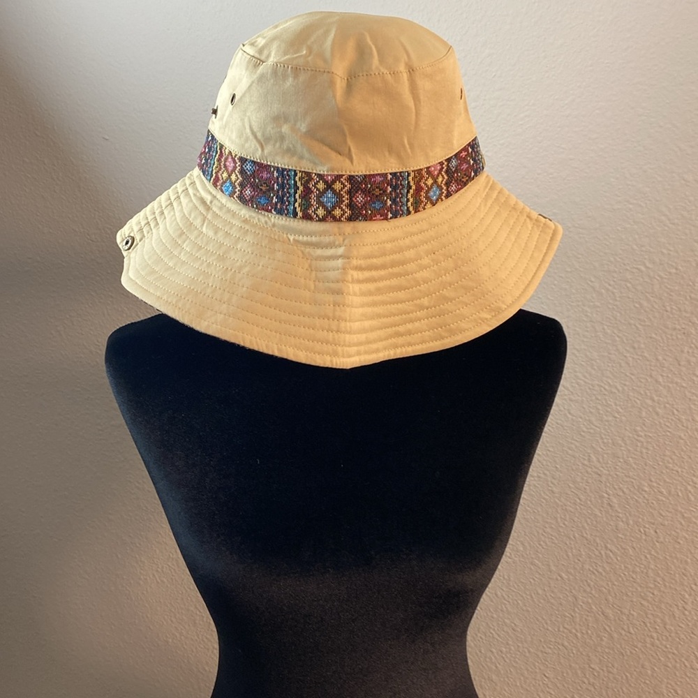 Rodeo Boho Embroider Wide Brim Fisher Hicking Travel 2Way Sunhat - Picture 3 of 6